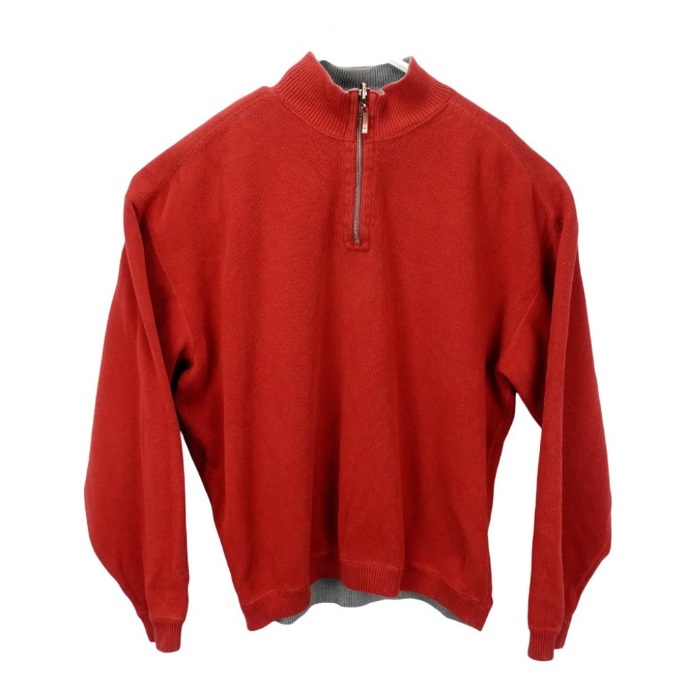 Tommy Bahama Men's Long Sleeve Reversible Size XL Orange/Gray Zip Sweater 17AB